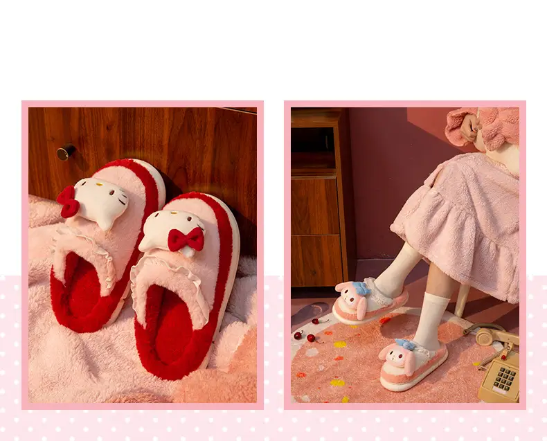 Sanrio Cotton Dog Slippers for Women New Autumn Winter Warm Non-Slip — feature 9