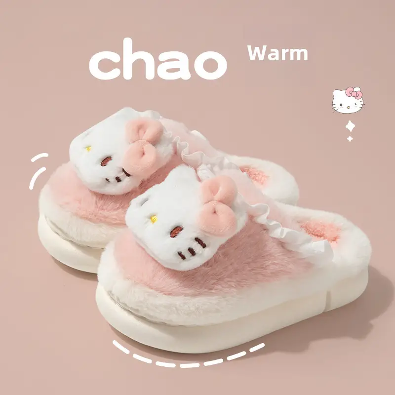 Sanrio Cotton Dog Slippers for Women New Autumn Winter Warm Non-Slip - Image 4