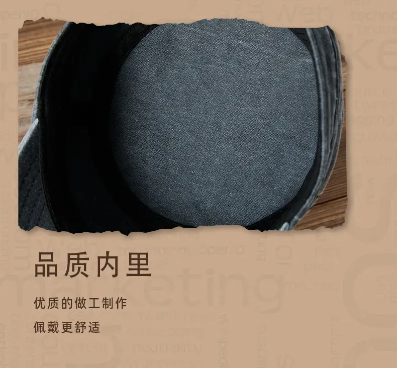Men's Blue Denim Baseball Cap Retro Large Head — feature 12