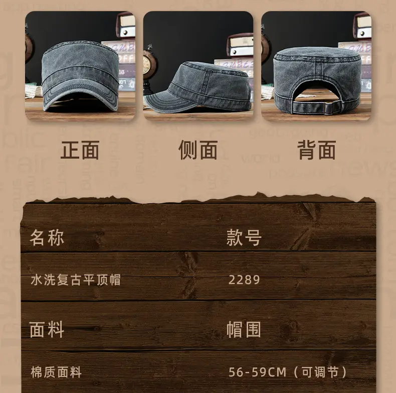 Men's Blue Denim Baseball Cap Retro Large Head — feature 23