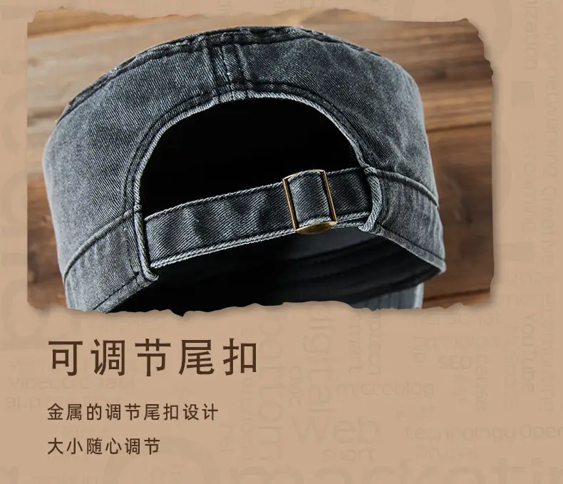 Men's Blue Denim Baseball Cap Retro Large Head — feature 9