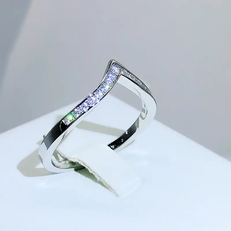 V-Shape Diamond Finger Ring for Women