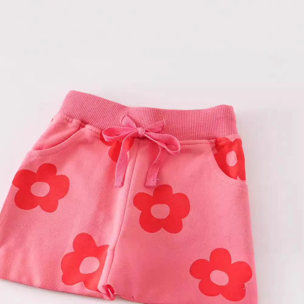 Pink Floral Cotton Terry Pants for Boys Autumn Winter - Image 2