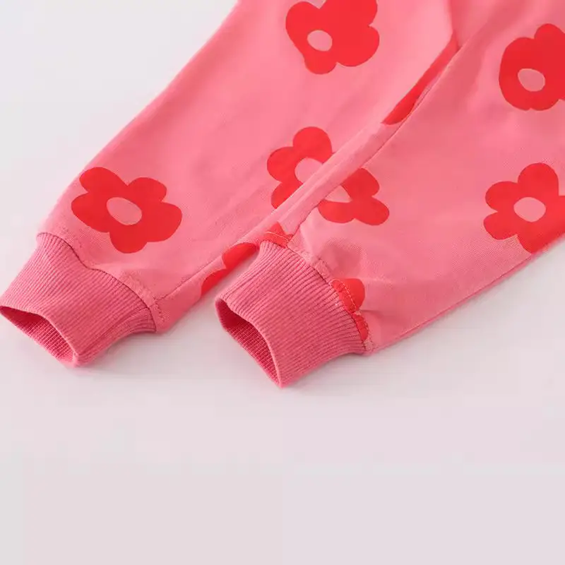 Pink Floral Cotton Terry Pants for Boys Autumn Winter - Image 4