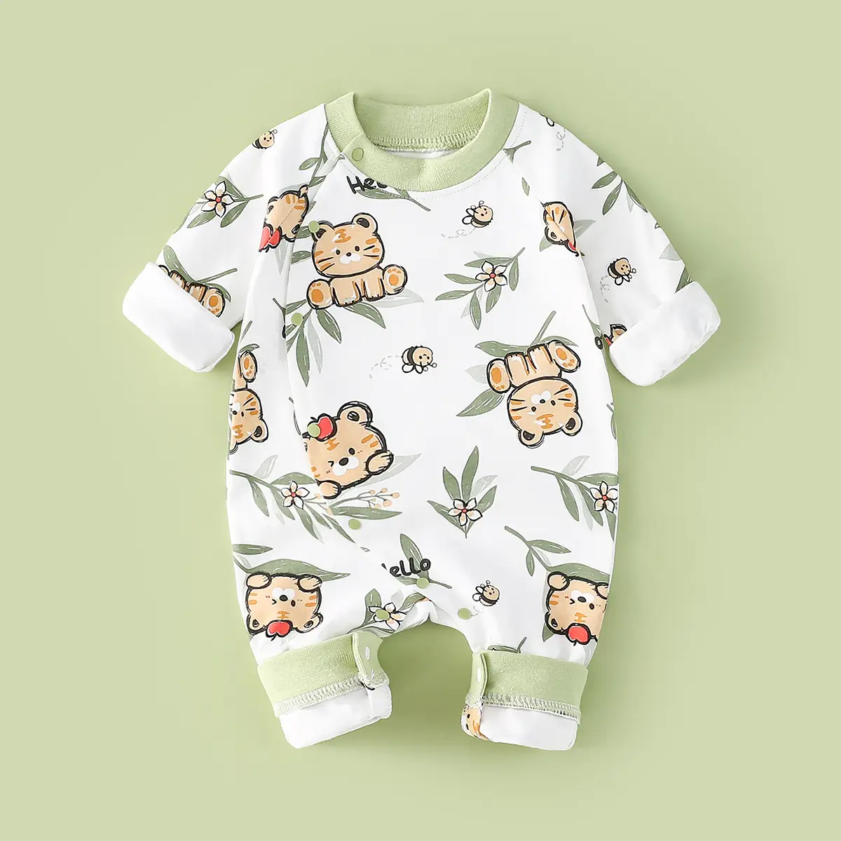 Newborn Lion Print Cotton Pajamas Set - Image 20