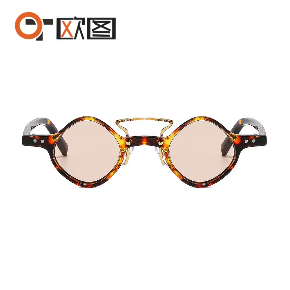 Outu Punk Hip Hop Sunglasses Green Gradient Small Frame - Image 9
