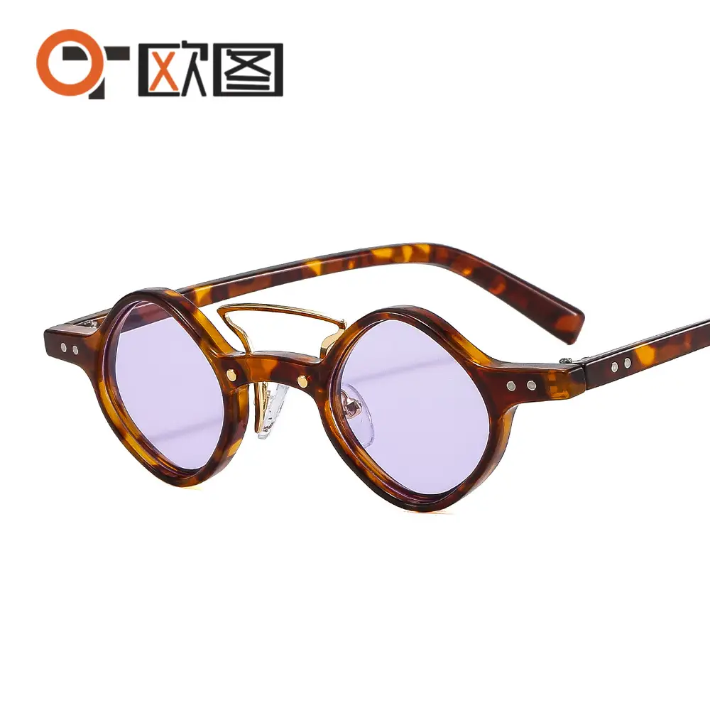 Outu Punk Hip Hop Sunglasses Green Gradient Small Frame - Image 11