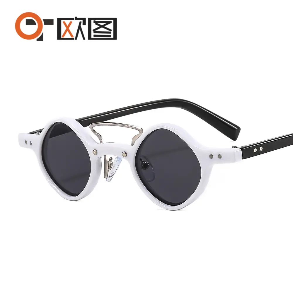 Outu Punk Hip Hop Sunglasses Green Gradient Small Frame - Image 12