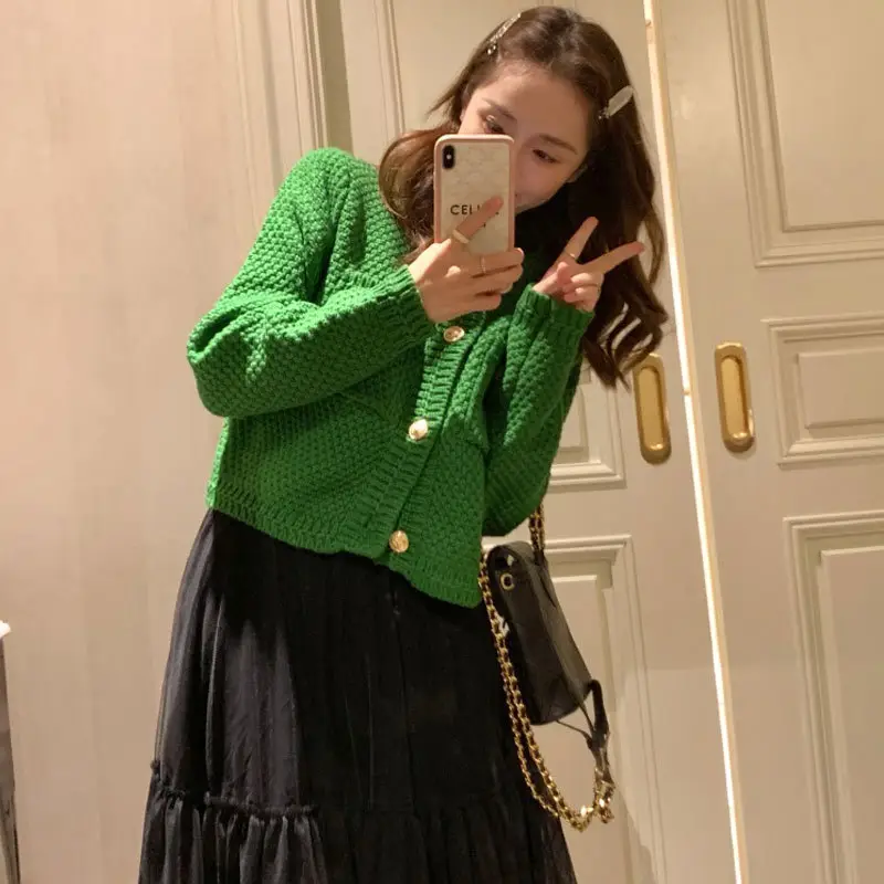 Women Red Knitted Sweater Coat 2023 Winter Cardigan - Image 9