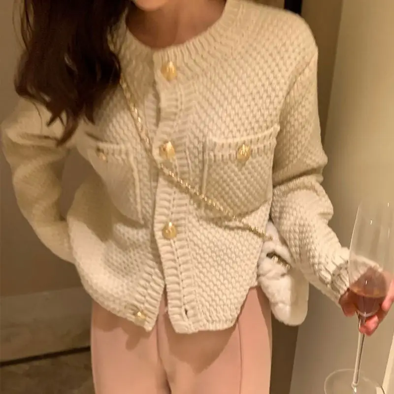 Women Red Knitted Sweater Coat 2023 Winter Cardigan - Image 3