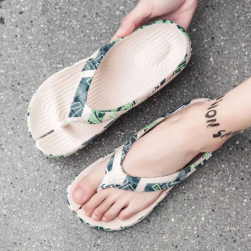 Men's Camo Printed Flip Flops Summer Beach Wear