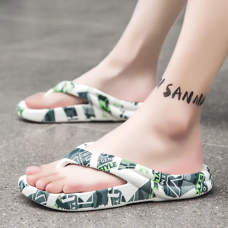 Men's Camo Printed Flip Flops Summer Beach Wear