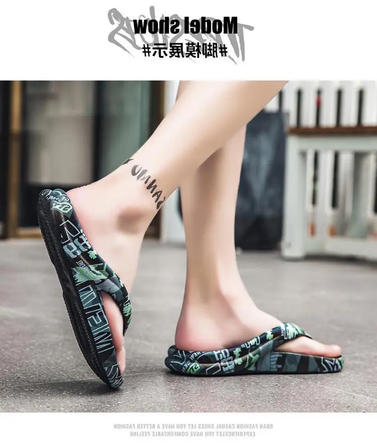 Men's Camo Printed Flip Flops Summer Beach Wear — feature 9