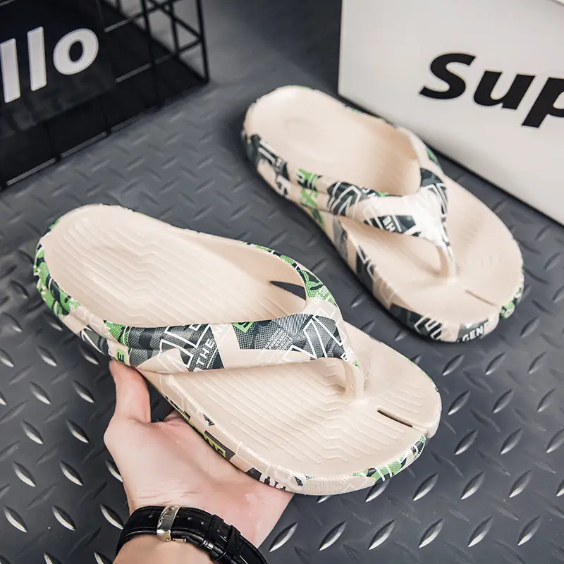Men's Camo Printed Flip Flops Summer Beach Wear
