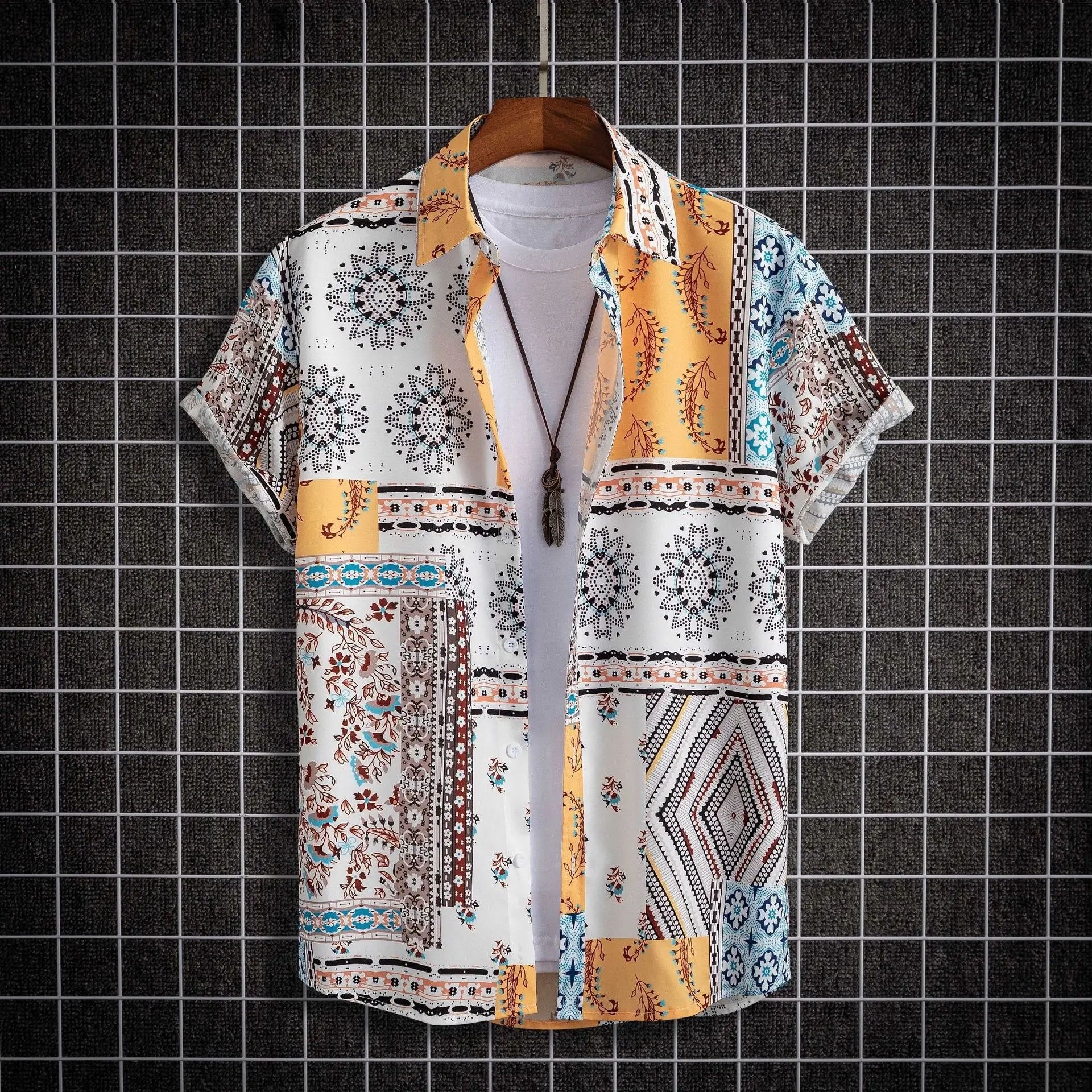 Men Printed Ethnic Short Sleeve Shirt 2022 - Image 3