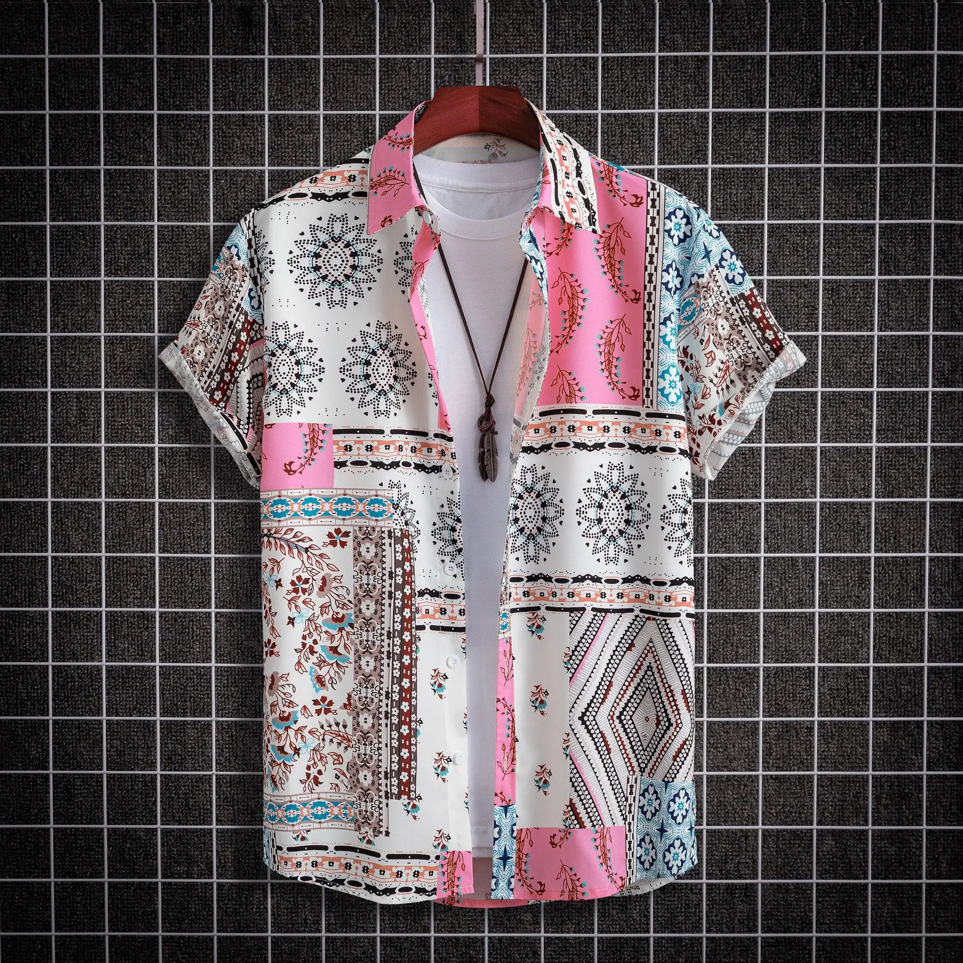 Men Printed Ethnic Short Sleeve Shirt 2022 - Image 4