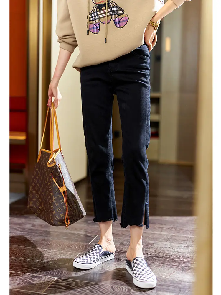 Black High-Waist Stretch Nine-Pants Pants Plus Size Women — feature 8