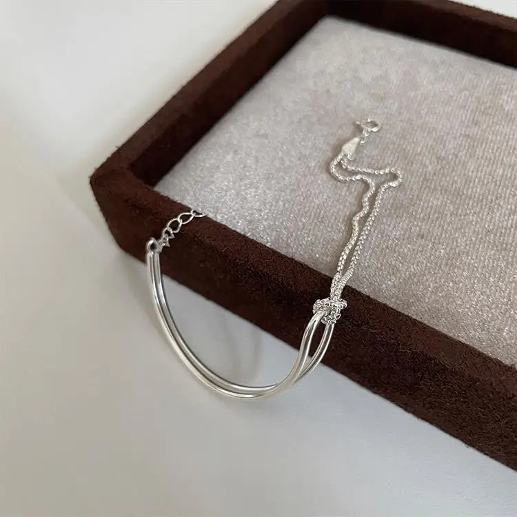 S925 Silver Geometric Knot Bracelet for Women - Image 3