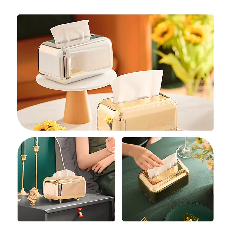 Nordic Retro Tissue Box with Gold Finish