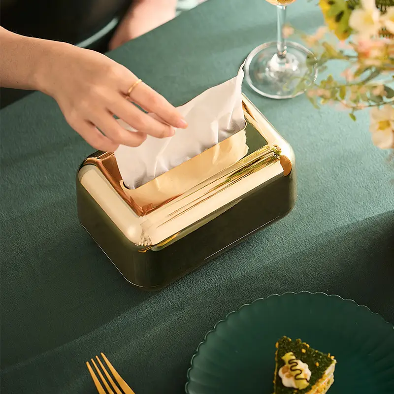Nordic Retro Tissue Box with Gold Finish