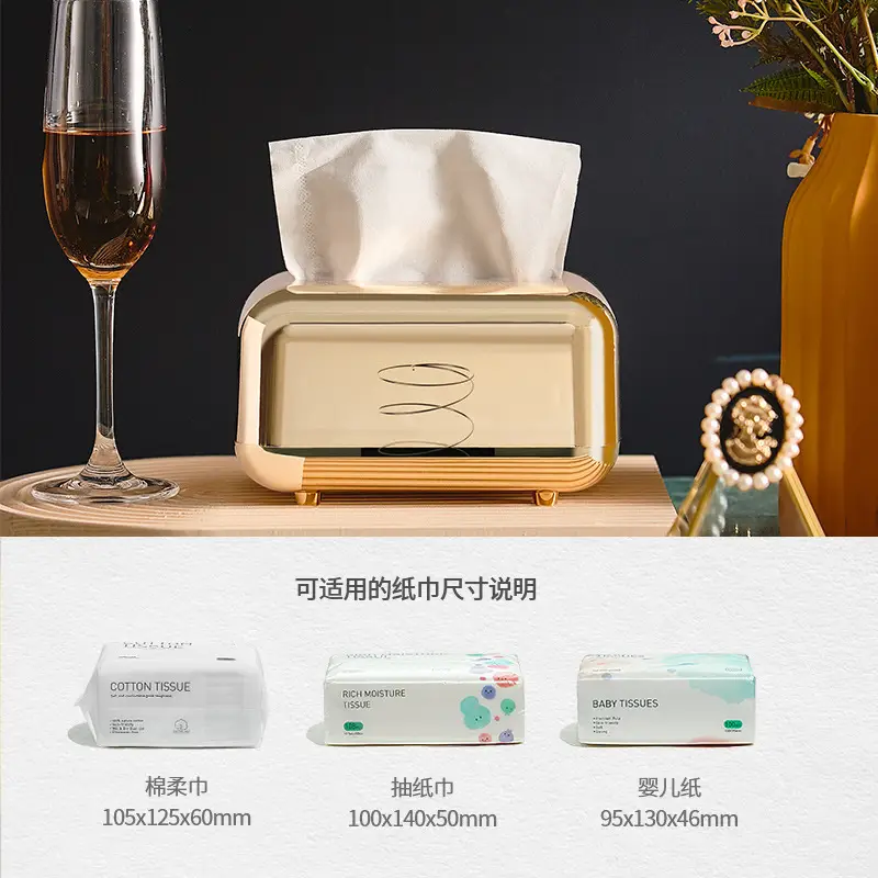 Nordic Retro Tissue Box with Gold Finish