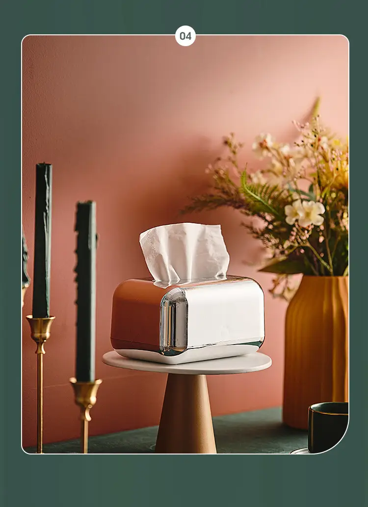 Nordic Retro Tissue Box with Gold Finish — feature 13