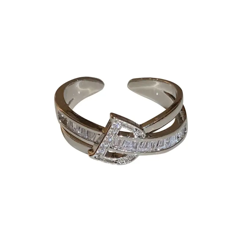 Dongdaemun Zircon Letter Double Layer Open Ring for Women