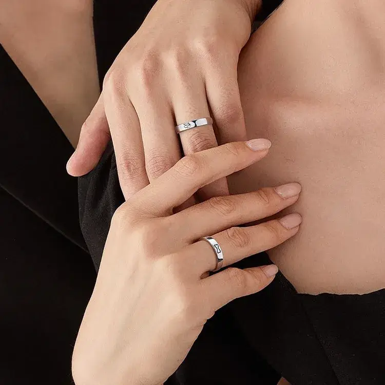 Asahi Puppy Bone Couple Ring Simple Niche Design - Image 4