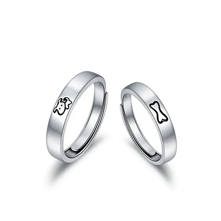 Asahi Puppy Bone Couple Ring Simple Niche Design - Image 5