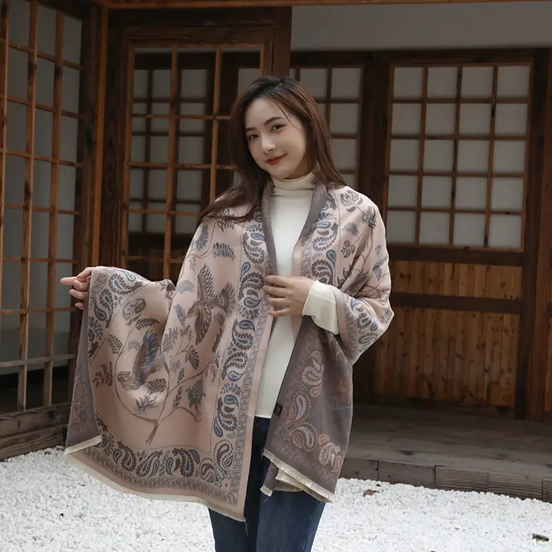 Liu Yifei Jacquard Scarf Women Winter Warm Shawl