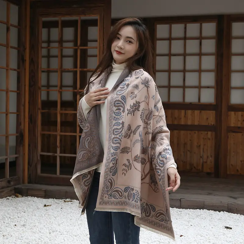 Liu Yifei Jacquard Scarf Women Winter Warm Shawl
