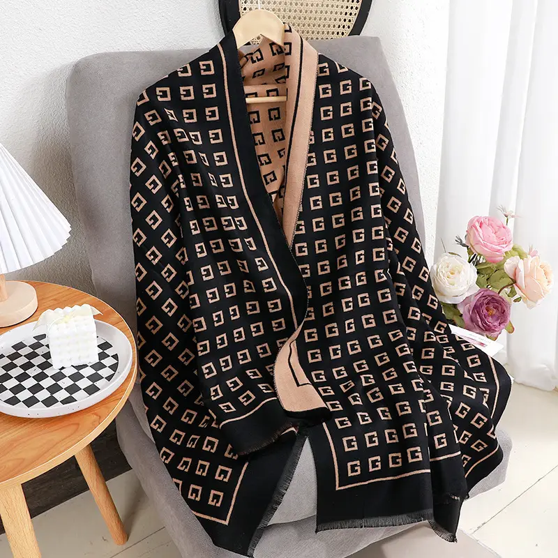 Liu Yifei Jacquard Scarf Women Winter Warm Shawl