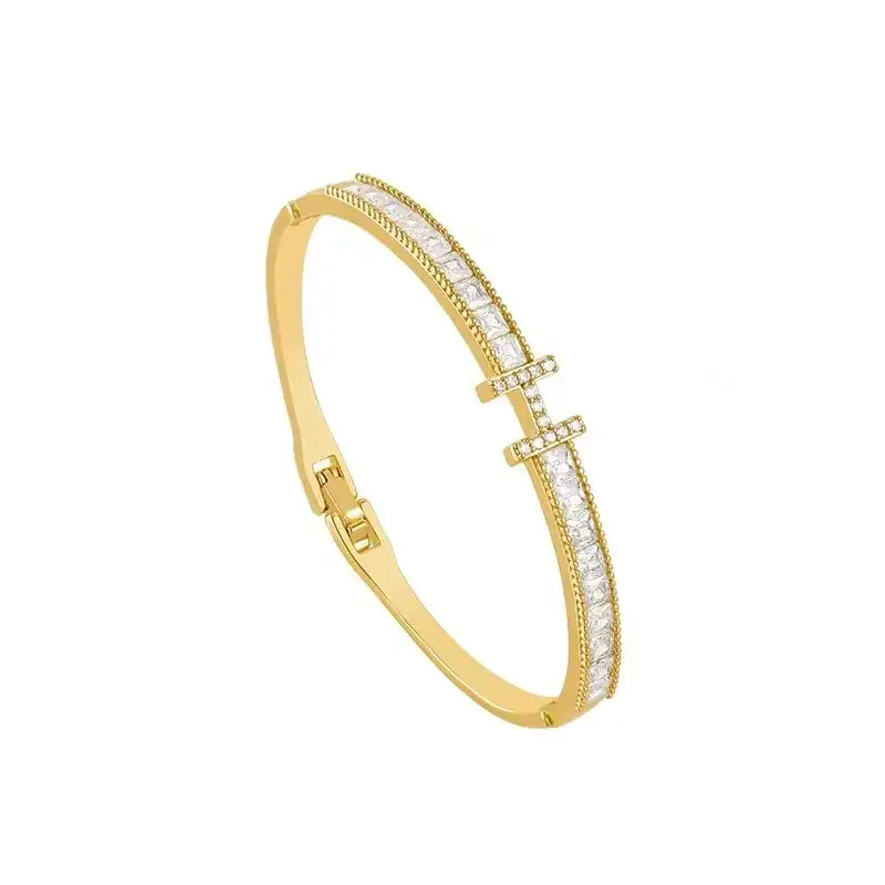 Gold Square Zirconium Letter H Bracelet - Image 5