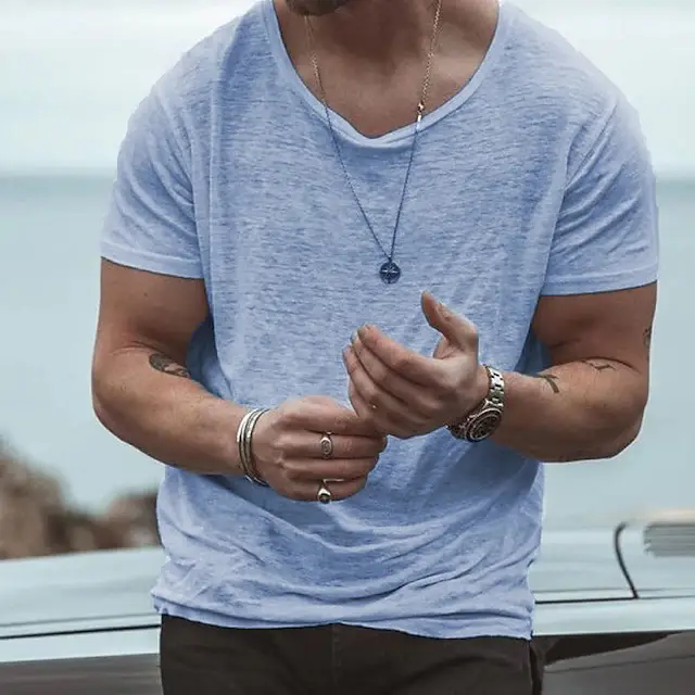 Men's Black Thin Summer T-Shirt Loose Fit Round Neck - Image 2