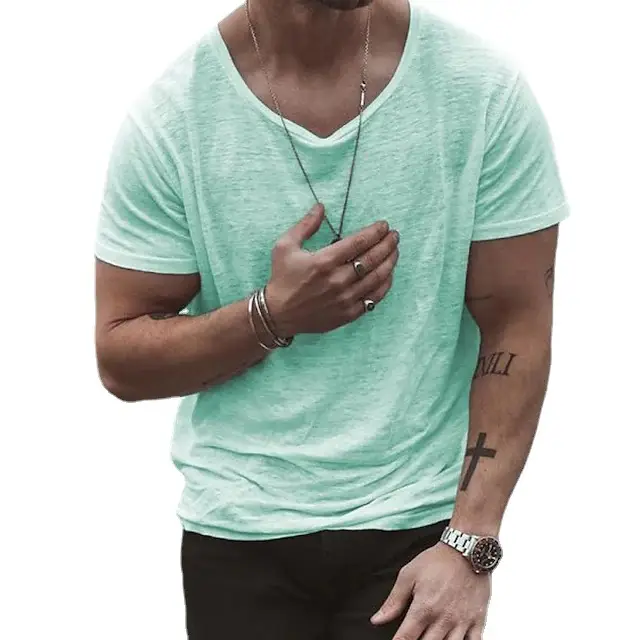 Men's Black Thin Summer T-Shirt Loose Fit Round Neck - Image 6