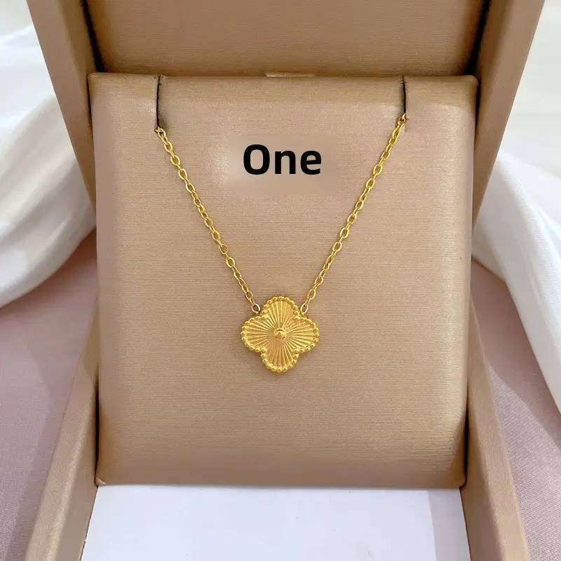 Gold Pendant Necklace with Black Circle Design - Image 11