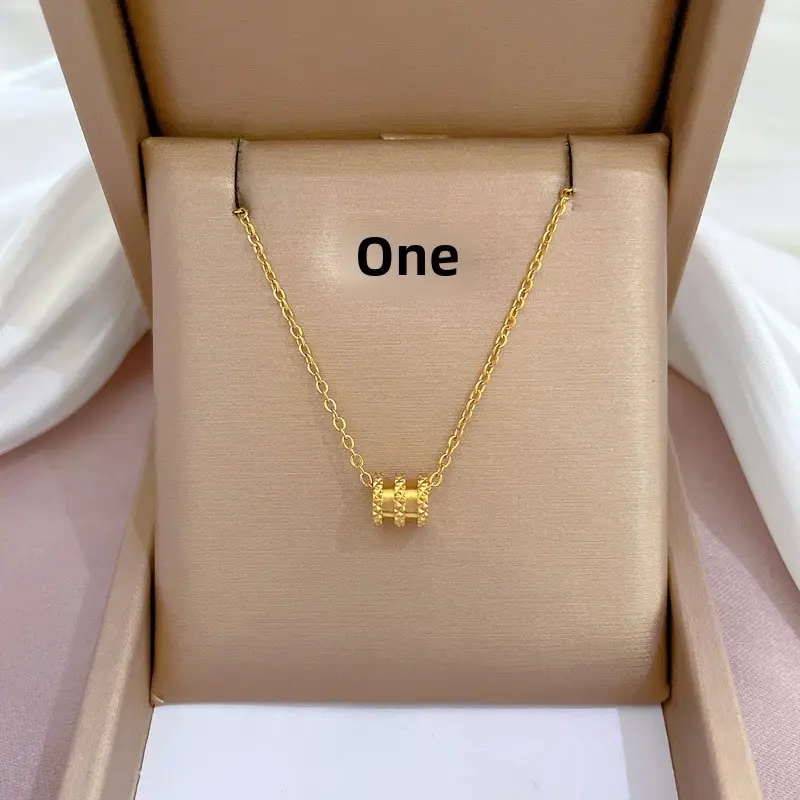 Gold Pendant Necklace with Black Circle Design - Image 12