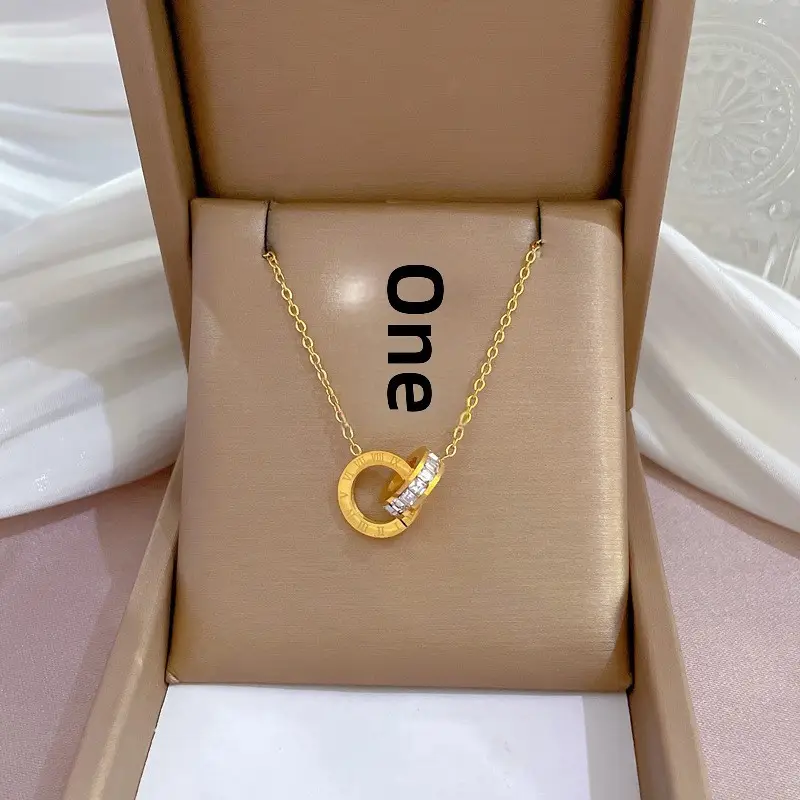 Gold Pendant Necklace with Black Circle Design - Image 46