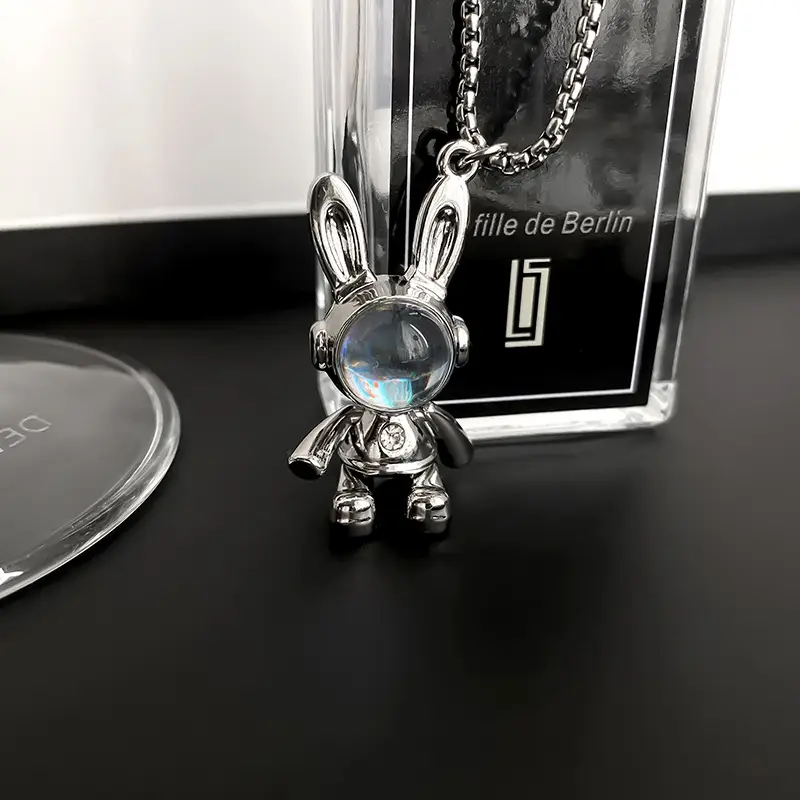 Movable Rabbit Necklace for Men Women Titanium Steel Hip Hop Style - Image 4