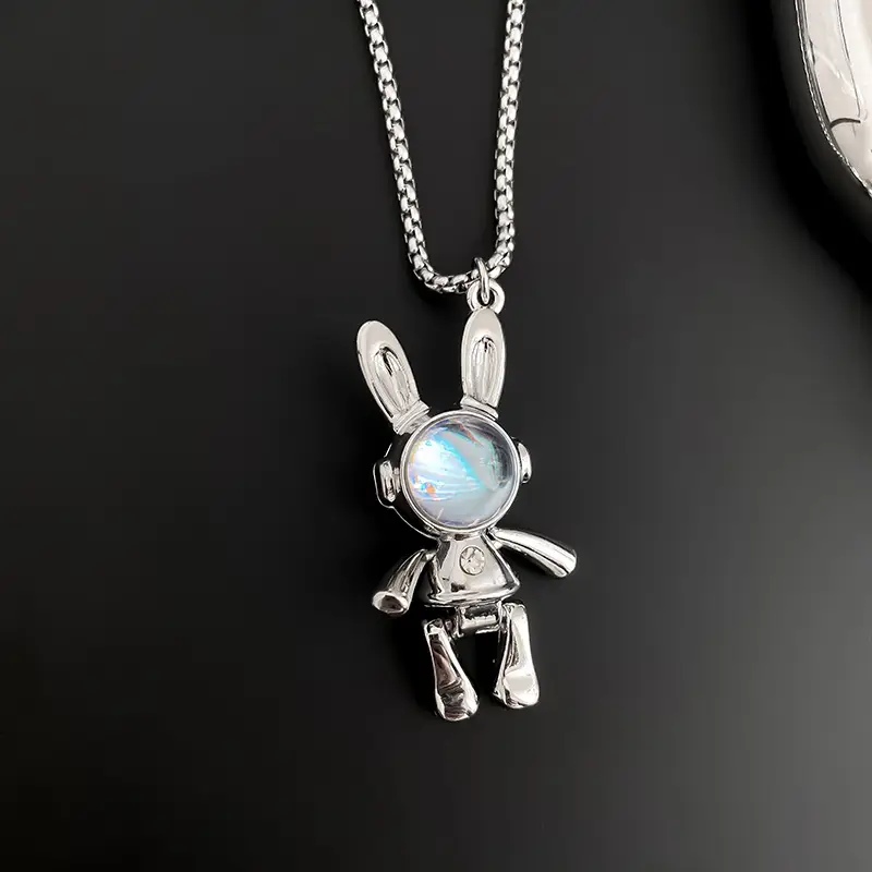 Movable Rabbit Necklace for Men Women Titanium Steel Hip Hop Style - Image 5