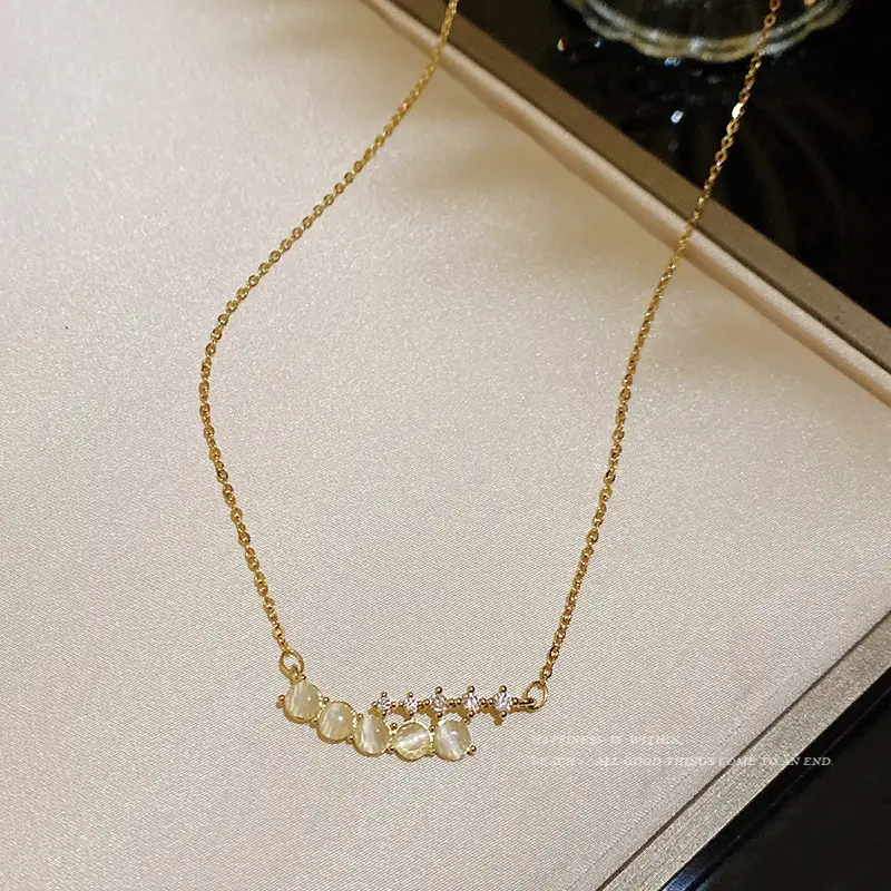 Pearl & Zircon Necklace for Women Gold Chain - Image 4