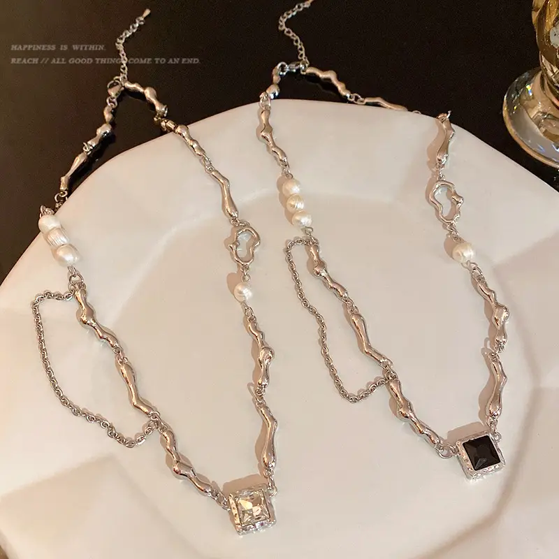 Pearl & Zircon Necklace for Women Gold Chain — feature 7