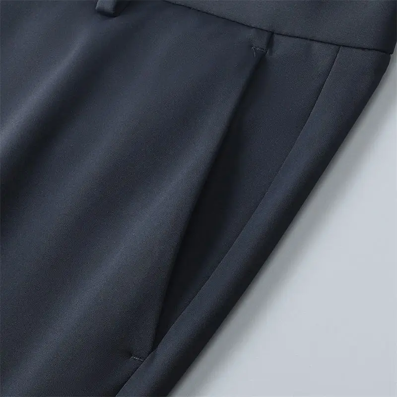 Men Elastic High Waist Trousers Grey - Image 6