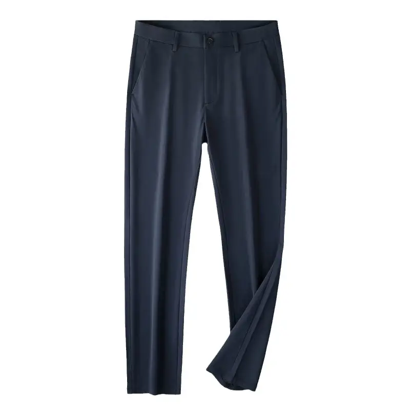 Men Elastic High Waist Trousers Grey - Image 7
