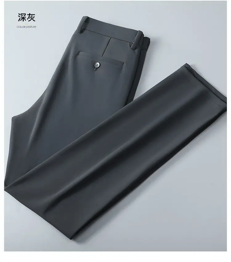 Men Elastic High Waist Trousers Grey — feature 11