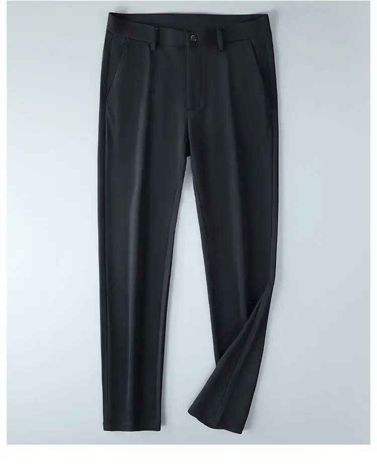 Men Elastic High Waist Trousers Grey — feature 16