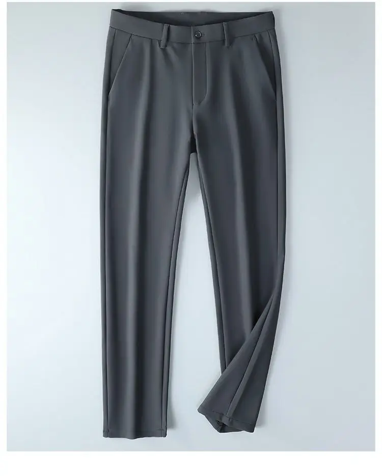 Men Elastic High Waist Trousers Grey — feature 18