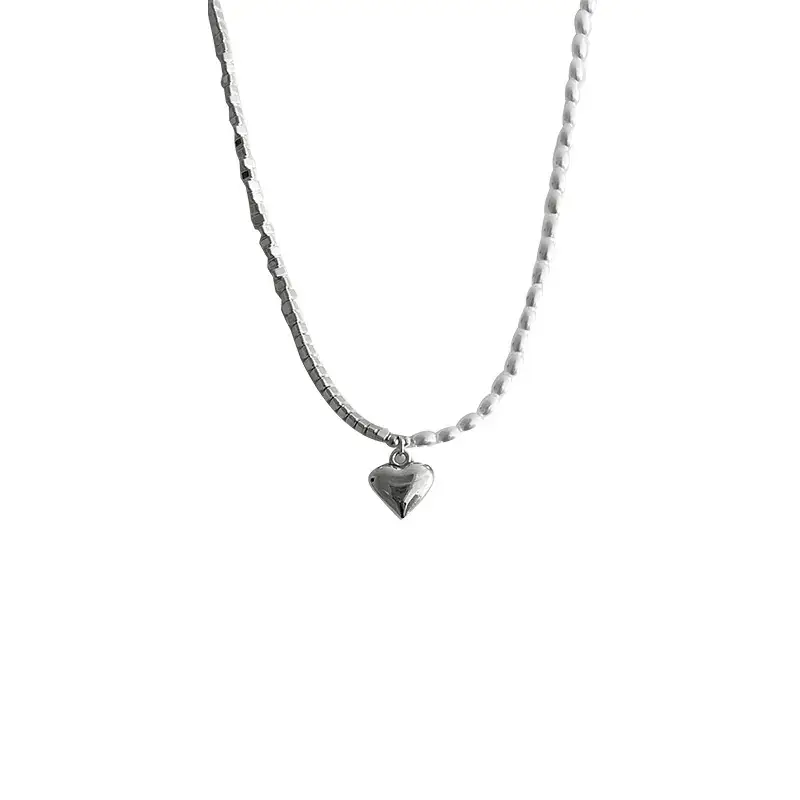Silver Pearl Love Necklace for Women Light Luxury - Image 6