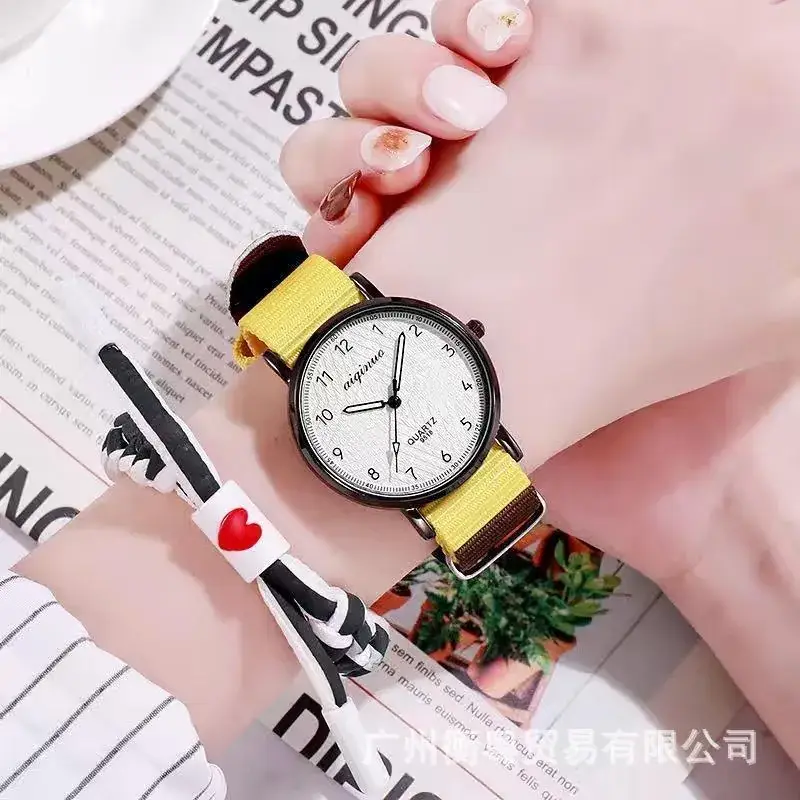 Couple's Rainbow Canvas Strap Quartz Watch - Image 11