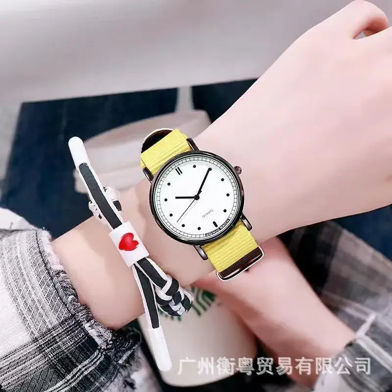 Couple's Rainbow Canvas Strap Quartz Watch - Image 12
